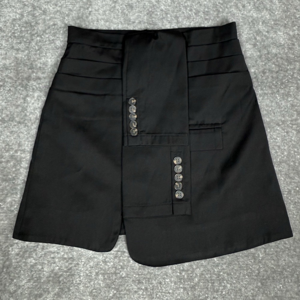 The Kript Mini Skirt Size XS‎ Black Sleeves Gothic Edge City Rave Grungecore